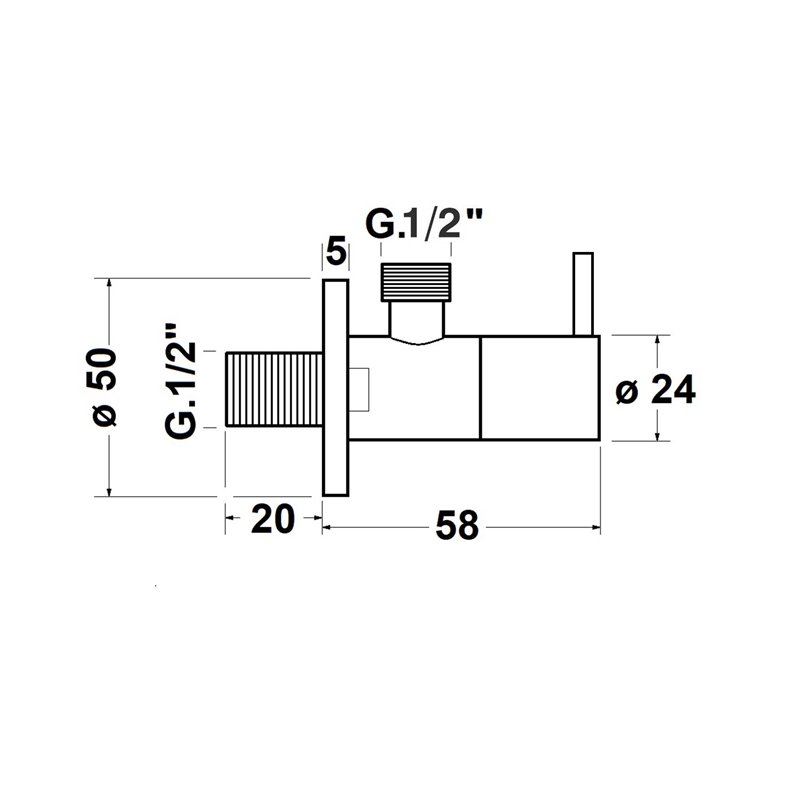 Sapho Rohový ventil s rozetou, guľatý, 1/2"x 1/2", čierna matná