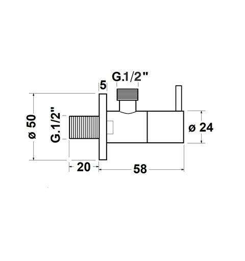 Sapho Rohový ventil s rozetou, guľatý, 1/2"x 1/2", čierna matná