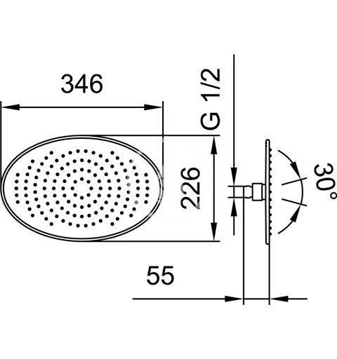 Laufen Hlavová sprcha, 226 mm x 346 mm, nehrdzavejúca oceľ HF504728100000