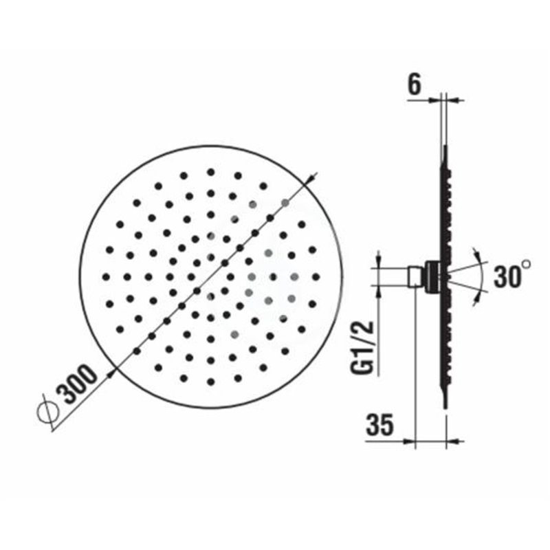 Laufen Hlavová sprcha 300 mm, kefovaná oceľ H3679810032311