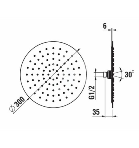 Laufen Hlavová sprcha 300 mm, kefovaná oceľ H3679810032311