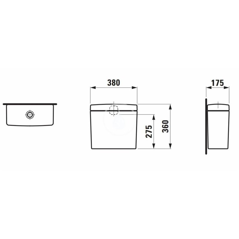 Laufen Splachovacia nádržka 380x175 mm, zadný prívod, biela H8269510009711