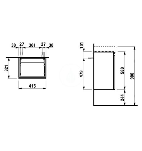 Laufen Umývadlová skrinka s dvierkami, 415x320x580 mm, pánty vľavo, matná biela H4833010964631