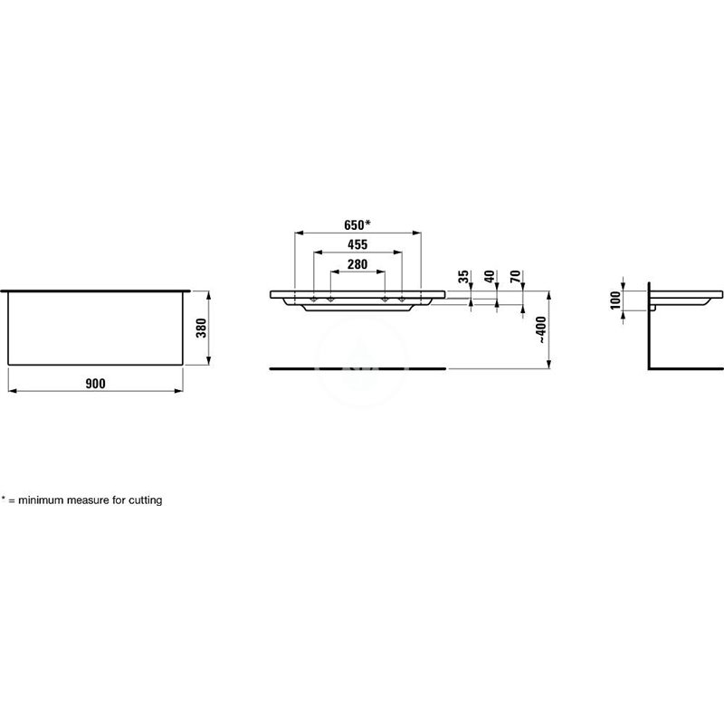 Laufen Keramická polička, 900 mm – štandardné vyhotovenie, biela H8704330000001