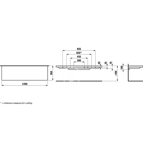 Laufen Keramická polička, 1200 mm - řezáno na pravé straně, bílá H8704340007101