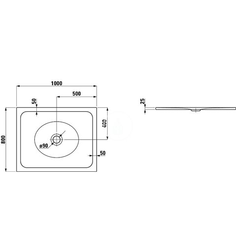 Laufen Sprchová vanička, 1000 mm x 800 mm, oceľ/smalt 3,5 mm – s protihlukovými podložkami, biela mat antislip H2150736570401