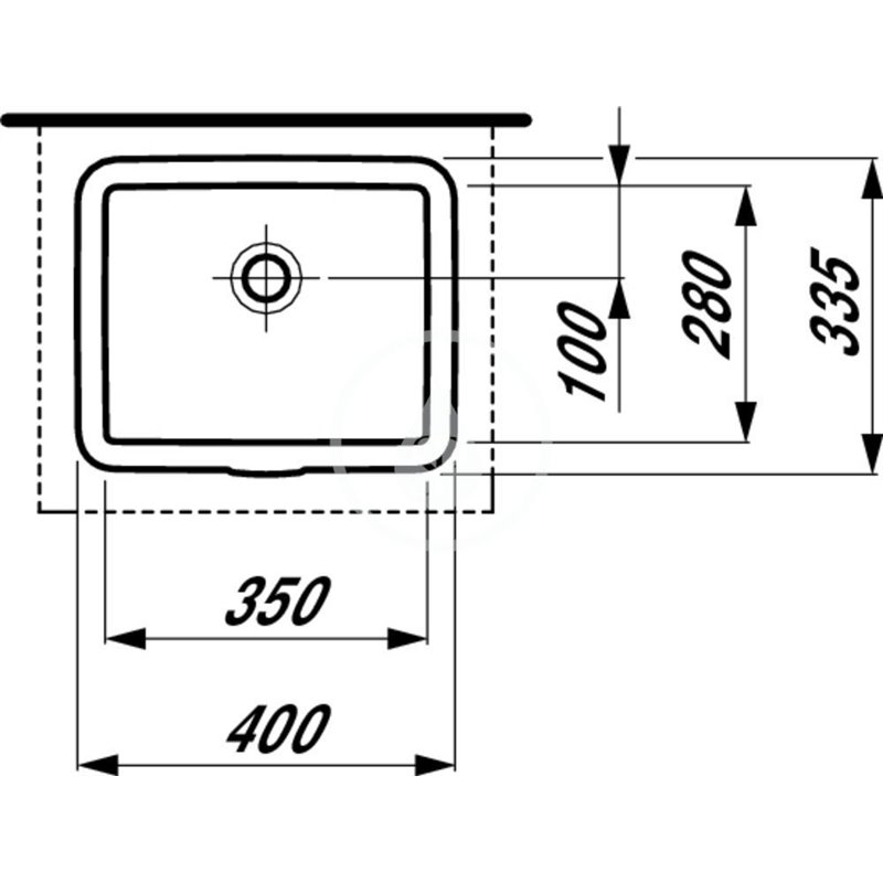 Laufen Vstavané umývadlo, 350 mm x 280 mm, biela – bez otvoru na batériu H8124340001091