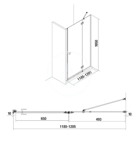 Jika Sprchové dvere výklopné 1200 mm, pravé, Jika perla Glass, strieborná/číre sklo H2544270026681