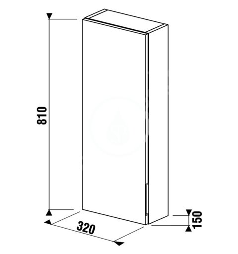 Jika Stredná plytká skrinka, 320x810x150 mm – dvere ľavé, farba biela H43J4241105001