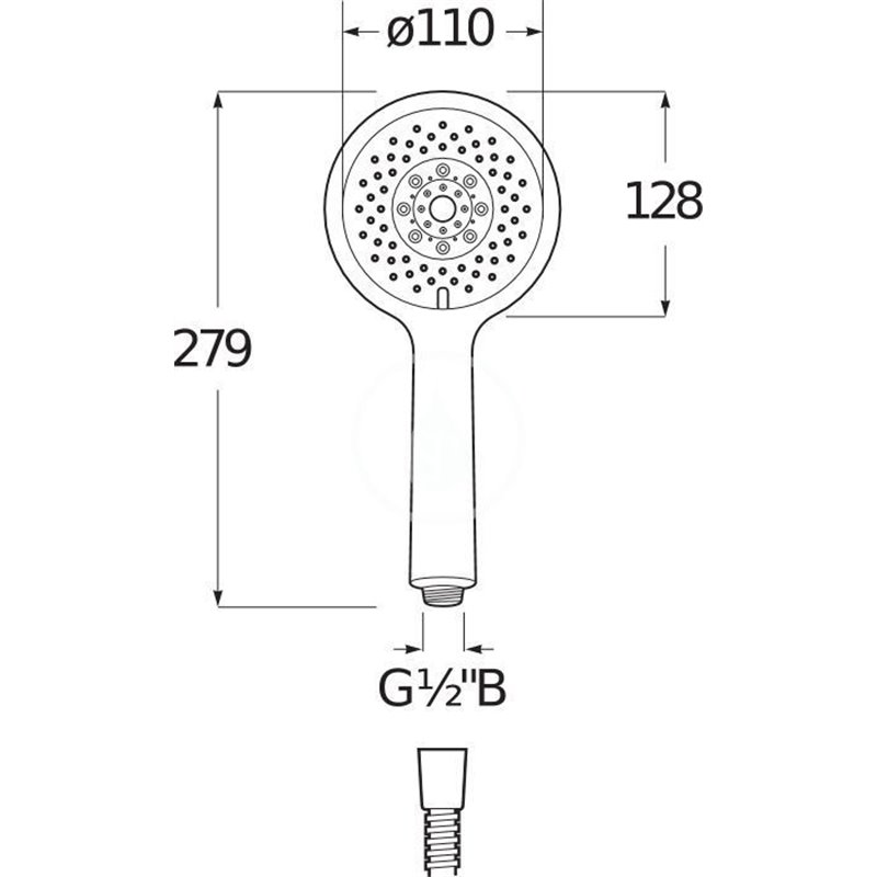 Jika Ručná sprcha Cubito-N 130 mm, 4 prúdy, chróm H3611X20044711