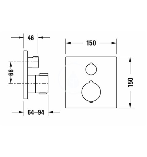 Duravit Sprchová termostatická batéria pod omietku, pre 2 spotrebiče, chróm C14200013010