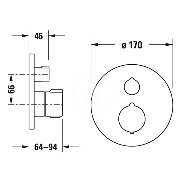 Duravit Sprchová termostatická batéria pod omietku, pre 2 spotrebiče, chróm C14200014010
