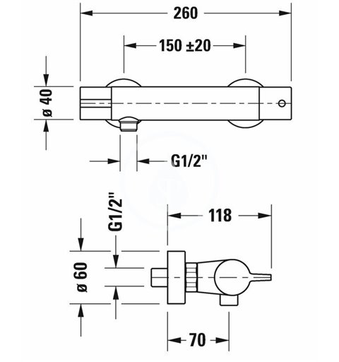 Duravit Sprchová termostatická batéria, chróm B14220000010