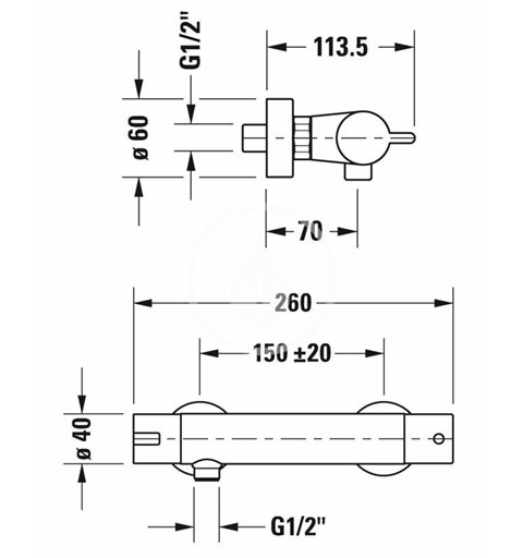 Duravit Sprchová termostatická batéria, chróm B24220000010