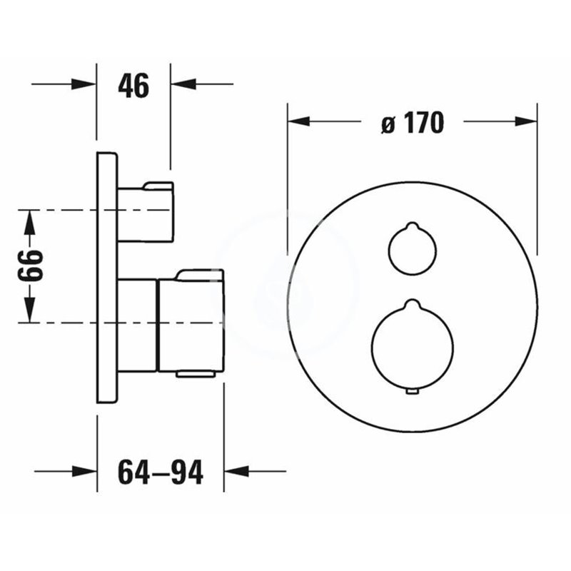 Duravit Vaňová termostatická batéria pod omietku, pre 2 spotrebiče, chróm C15200014010