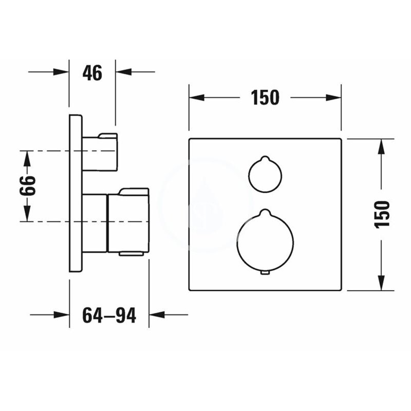 Duravit Vaňová termostatická batéria pod omietku, pre 2 spotrebiče, chróm C15200017010
