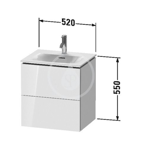 Duravit Umývadlová skrinka 550x520x421 mm, 2 zásuvky, lesklá biela LC630402222