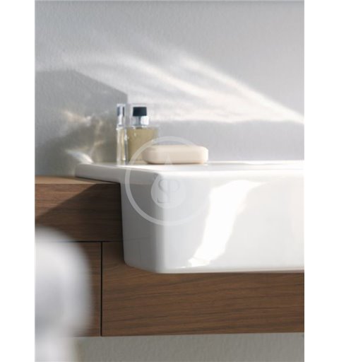 Duravit Umývadlo s prepadom, 550 mm x 470 mm, biele – jednootvorové umývadlo, s WonderGliss 03145500001