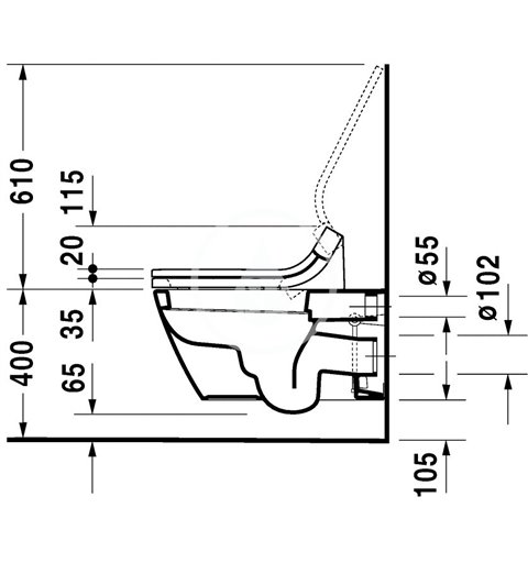 Duravit Závesný klozet, 375 mm x 620 mm, biely – klozet, s WonderGliss 25330900001