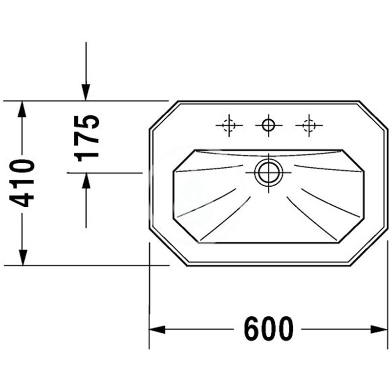 Duravit Umývadlo, 600x410 mm, s prepadom, 1 otvor na batériu, biela 0438600000