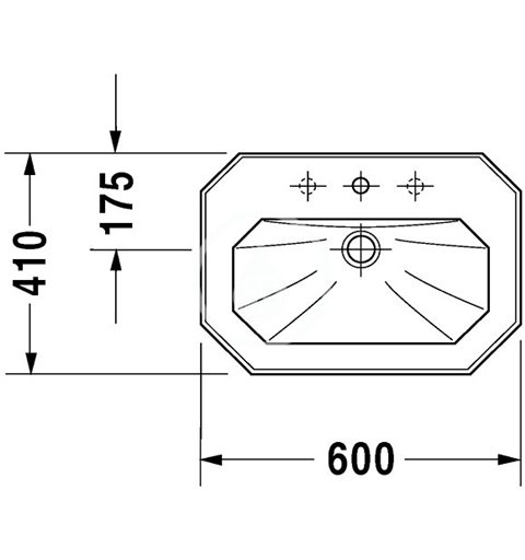 Duravit Umývadlo, 600x410 mm, s prepadom, 1 otvor na batériu, biela 0438600000