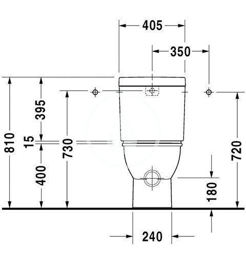 Duravit Splachovacia nádrž, 405 mm x 160 mm, biela – nádrž, pripojenie vpravo alebo vľavo, splachovanie 6 l 0931000005
