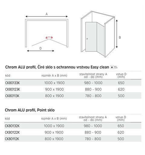 Mereo Sprchové dvere LIMA, zalamovacie, 100x190 cm, chróm ALU, sklo Point 6 mm CK80132K