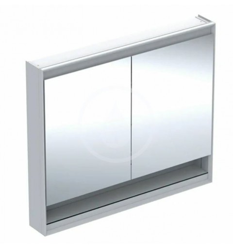Geberit Zrkadlová skrinka s LED osvetlením, 1050x900x150 mm, 2 dvierka, s nikou, hliník 505.834.00.1