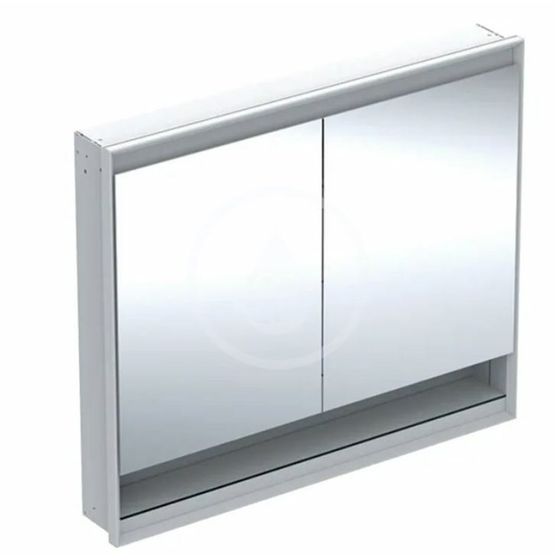 Geberit Zrkadlová skrinka s LED osvetlením, 1050x900x150 mm, 2 dvierka, s nikou, vstavaná, biela 505.824.00.2