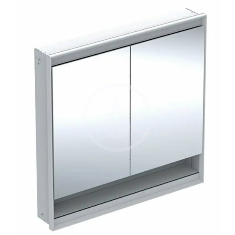 Geberit Zrkadlová skrinka s LED osvetlením, 900x900x150 mm, 2 dvierka, s nikou, vstavaná, hliník 505.823.00.1