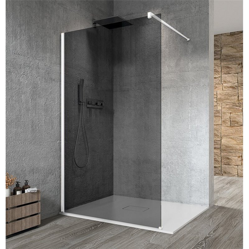 Gelco VARIO WHITE jednodielna sprchová zástena na inštaláciu k stene, dymové sklo, 700 mm