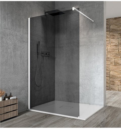 Gelco VARIO WHITE jednodielna sprchová zástena na inštaláciu k stene, dymové sklo, 800 mm