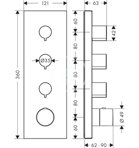 Axor Vrchná súprava termostatového modulu, chróm 10751000