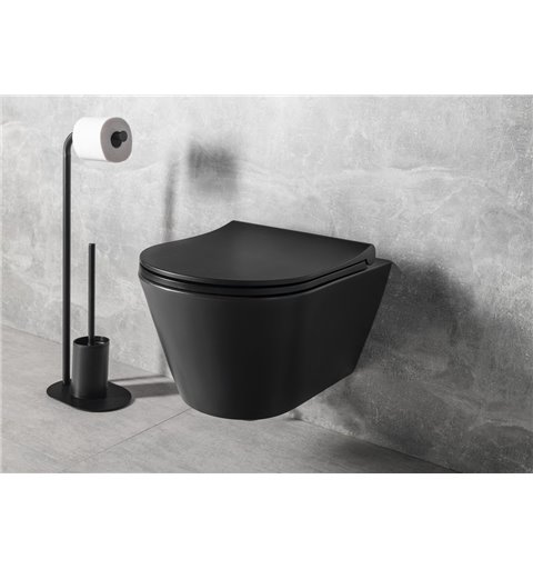 Sapho AVVA závesná WC misa, Rimless, 35,5x53 cm, čierny matny