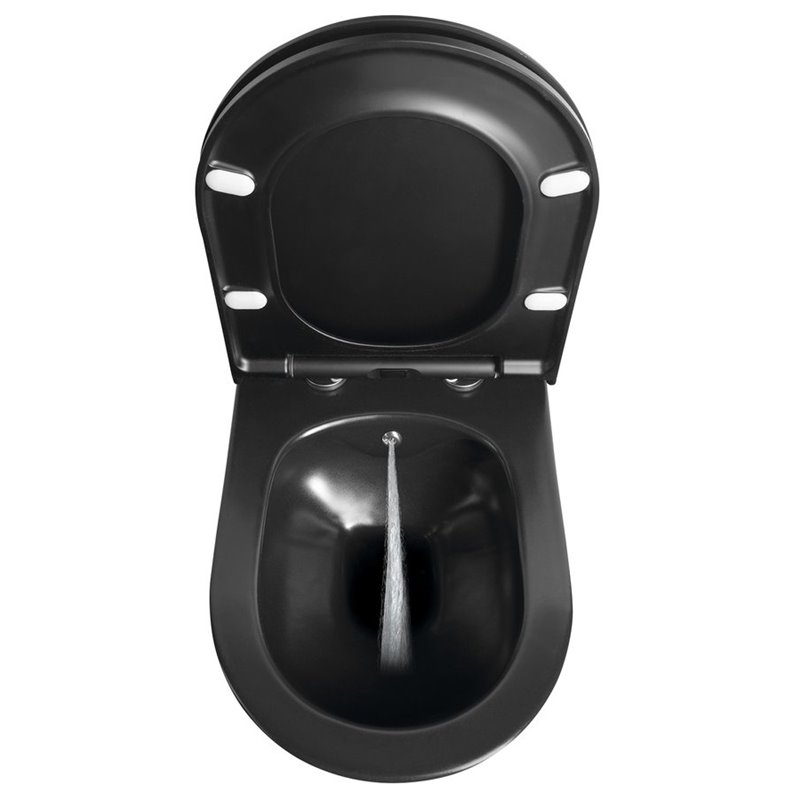 Sapho AVVA závesná WC misa s bidet. spŕškou, Rimless, 35,5x53 cm, čierny matny