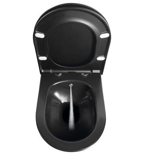 Sapho AVVA závesná WC misa s bidet. spŕškou, Rimless, 35,5x53 cm, čierny matny