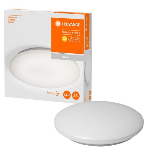 LEDVANCE ORBIS kúpeľňové stropné svietidlo, priemer 400mm, sensor, 1800lm, 22W, IP44