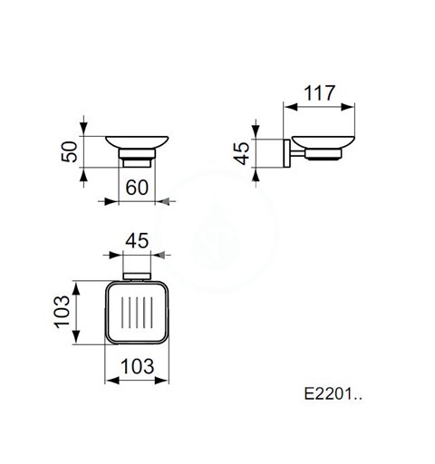 Ideal Standard Mydlovnička s držiakom, matné sklo/chróm E2201AA