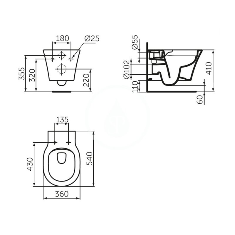 Ideal Standard Závesné WC, Rimless, biela E228801