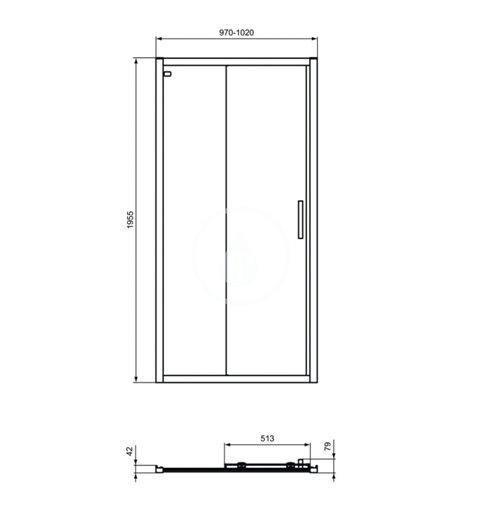 Ideal Standard Posuvné sprchové dvere, dvojdielne, 1000 mm, čierna/číre sklo K9273V3