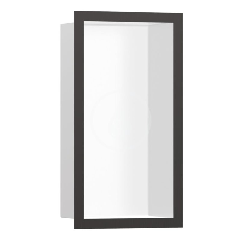 Hansgrohe Výklenok do steny s designovým rámom, 300x150x100 mm, matná biela/kefovaný čierny chróm 56096340