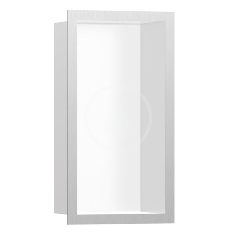 Hansgrohe Výklenok do steny s designovým rámom, 300x150x100 mm, matná biela/kefovaná nerezová 56096800