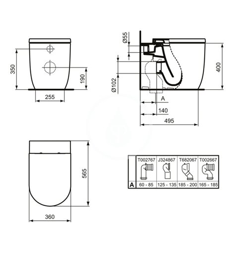 Ideal Standard Stojace WC, Aquablade, biela T375101