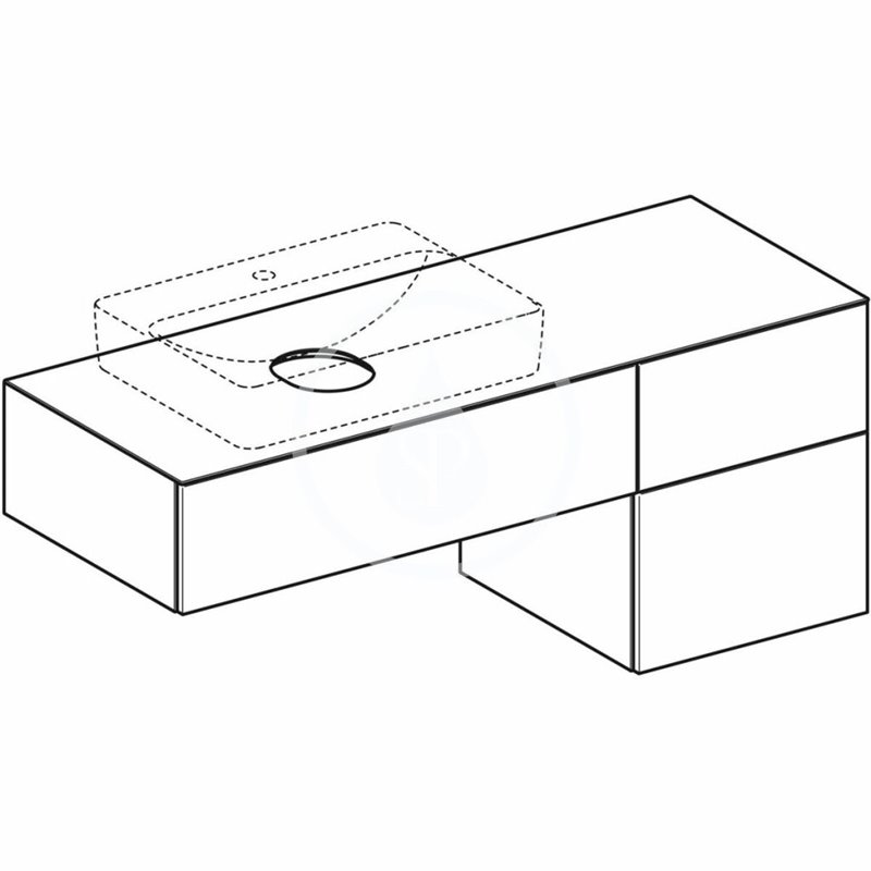 Geberit Umývadlová skrinka, 1350x510x550 mm, 3 zásuvky, zápachový uzáver, dub 501.193.00.1