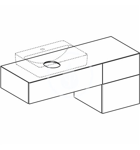 Geberit Umývadlová skrinka, 1350x510x550 mm, 3 zásuvky, zápachový uzáver, dub 501.193.00.1