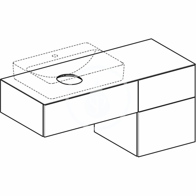 Geberit Umývadlová skrinka, 1200x510x550 mm, 3 zásuvky a zápachový uzáver, dub 501.187.00.1