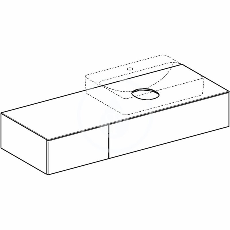 Geberit Umývadlová skrinka, 1350x510x235 mm, 2 zásuvky a zápachový uzáver, dub 501.181.00.1