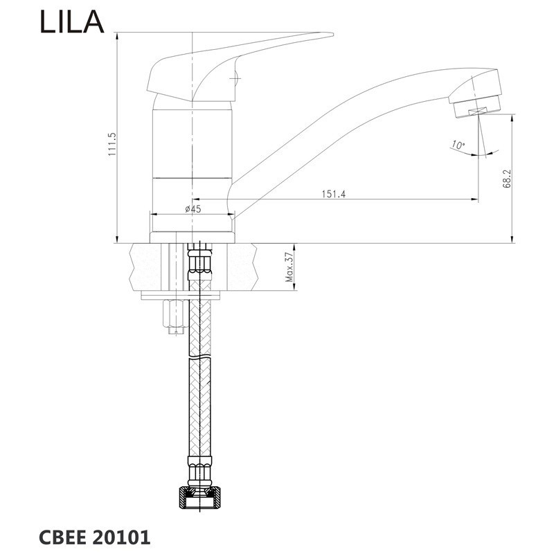 Mereo Drezová stojanková batéria, Lila, s ramienkom plochým 170 mm, chróm CBEE20101