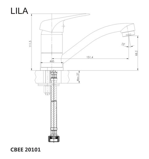 Mereo Drezová stojanková batéria, Lila, s ramienkom plochým 170 mm, chróm CBEE20101