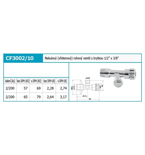 Novaservis Rohový vretenový ventil 3/8" CF3002/10